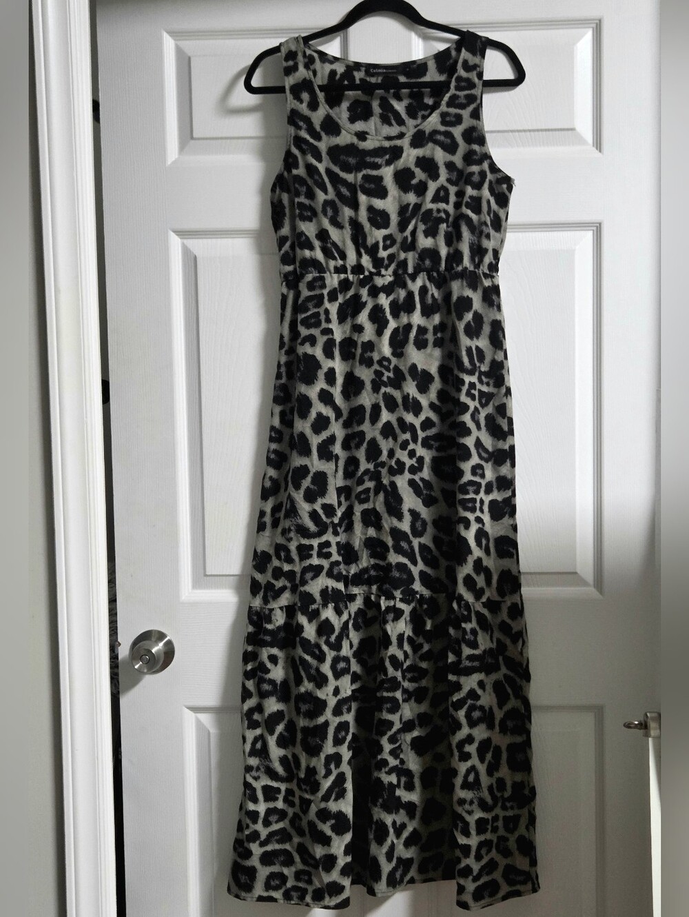 NWOT Celmia Collection Sleeveless Leopard Print Maxi Dress - Black & Gray Size M